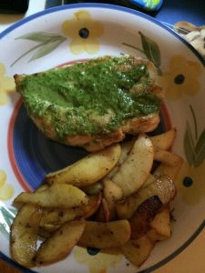 pesto chicken and apples